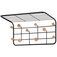 Akasztó fal Polccal és kampókkal G6938 Fekete/Természetes