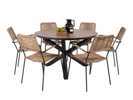 Asztal és szék garnitúra Dallas 3607 (Fekete + Világosbarna)