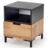 Éjjeliszekrény Silvia tölgy wotan/fekete