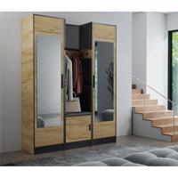 Előszobafal bútor Roj 12 craft + Madryt 1100 eko bőr fekete