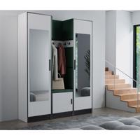 Előszobafal bútor Roj 12 fehér + Kronos 19 zöld