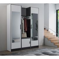 Előszobafal bútor Roj 12 fehér + Madryt 1100 eko bőr fekete