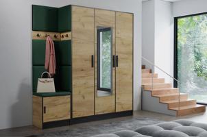 Előszobafal bútor Roj 14 craft + Kronos 19 zielony