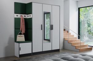 Előszobafal bútor Roj 14 fehér + Kronos 19 zöld