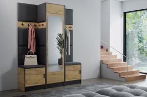 Előszobafal bútor Roj 16 craft + Madryt 1100 eko bőr fekete