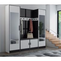 Előszobafal bútor Roj 18 fehér + Madryt 1100 eko bőr fekete