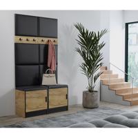 Előszobafal bútor Roj 19 craft + Madryt 1100 eko bőr fekete