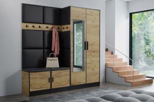 Előszobafal bútor Roj 21 craft + Madryt 1100 eko bőr fekete