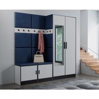 Előszobafal bútor Roj 21 fehér + Kronos 09 Kék