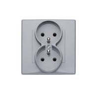 GP-2LZP Dupla földelt aljzat redőnnyel az áramutakhoz hamuszürke