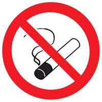 Információs matrica - Tilos a dohányzás (szimbólum) 92x92 mm