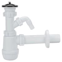 Mosogatószifon Ø 50 mm palackos fém szűrővel 2 rekeszes kimenet mosógéphez/mosogatógéphez 1231