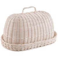 Ovális rattan kenyértartó + szövet