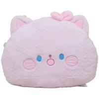 Párna Macska masnival 46x34 cm rózsaszín