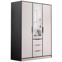 Szekrény Duarte D3 Kasmír / Fekete / Tükör
