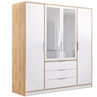 Szekrény Duarte D4 Fehér/Tölgy Wotan/Tükör