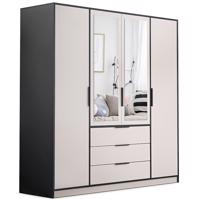 Szekrény Duarte D4 Kasmír / Fekete / Tükör