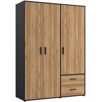 Szekrény Mokkaro 145 3D2S fekete/tölgy catania 042025